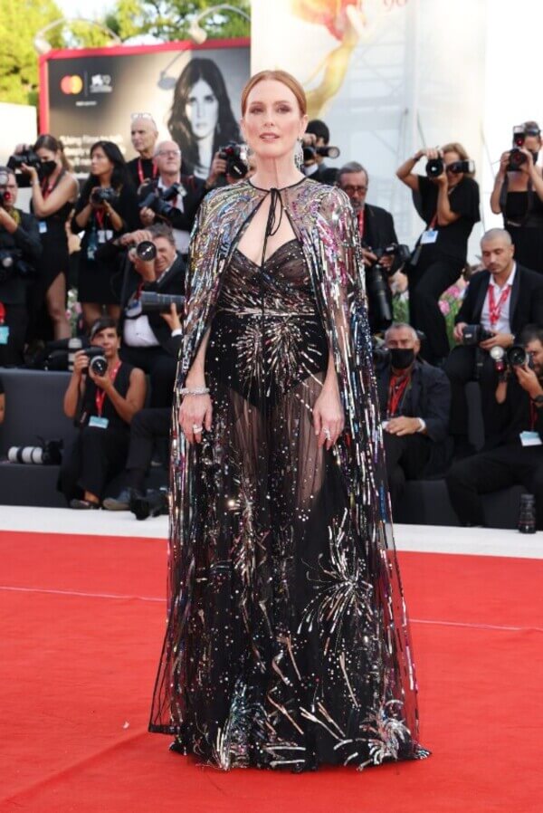 Julianne Moore in a Valentino dress with a transparent skirt