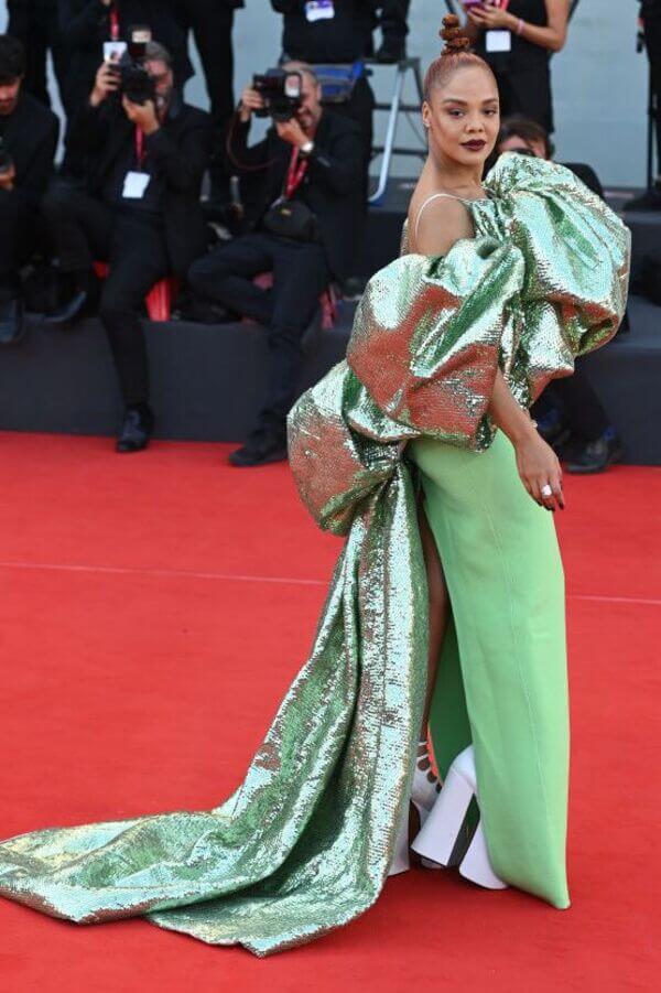 Tessa Thompson on the red carpet in Venice