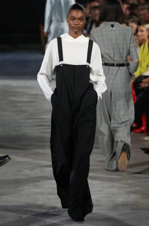 Tibi pants with suspenders at New York Fashion Week