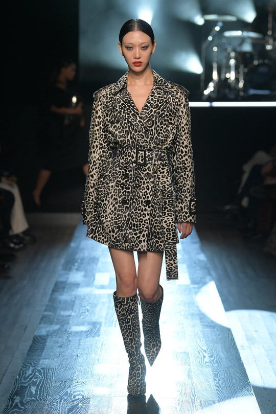 Fashionable boots with animalistic print at the Michael Kors fashion show