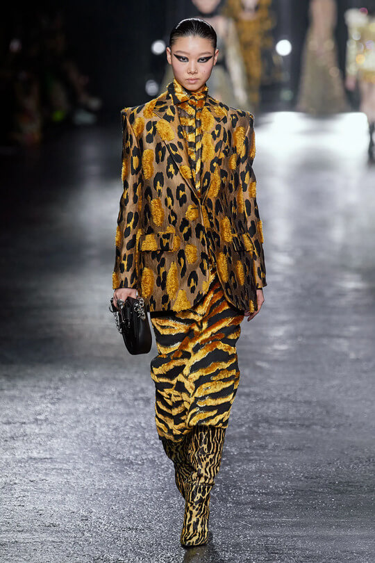 Fashionable print boots at Roberto Cavalli fashion show