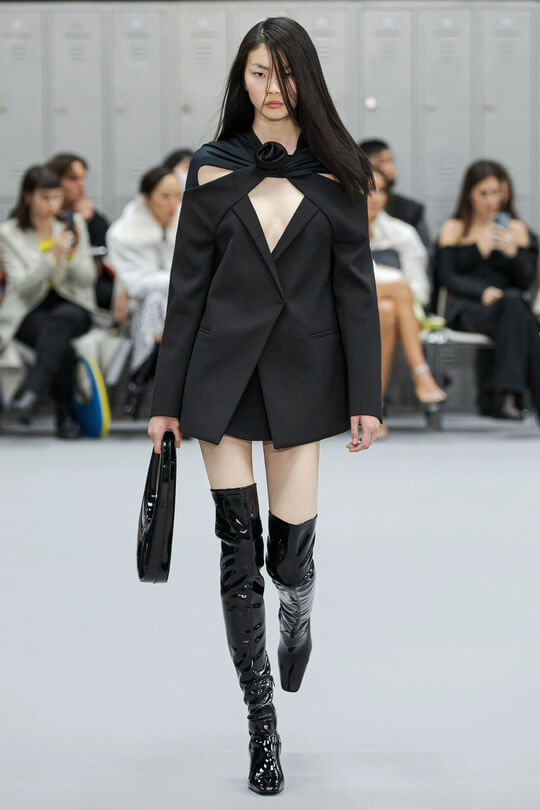 Lacquer boots by Coreni at the show of the new collection 2023