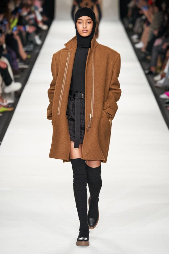 Fashionable stocking boots at the Max Mara collection presentation