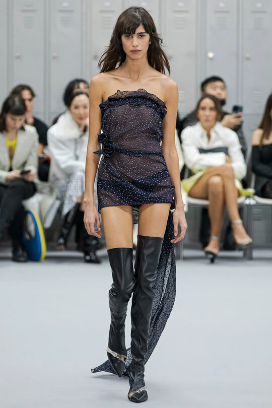 Fashionable pointed toe boots by Coperni at the show of the collection 2023