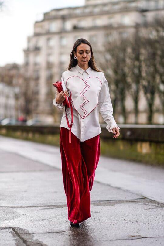 Velvet palazzos with a shirt