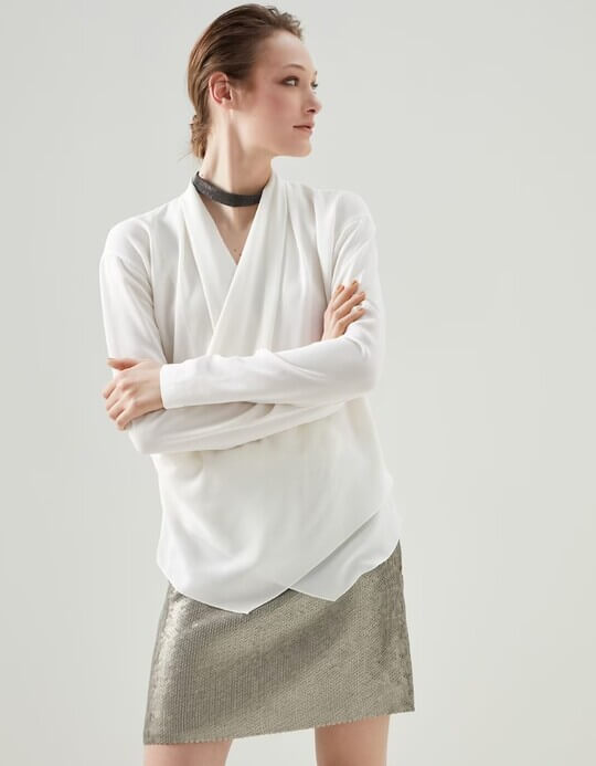 Brunello Cucinelli wrap on Blouse for an hourglass figure type