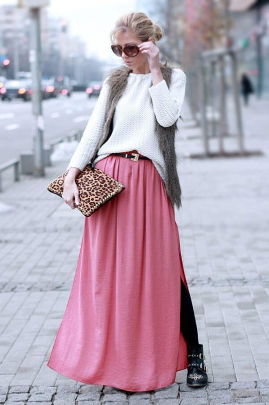 Long skirt with a narrow strap