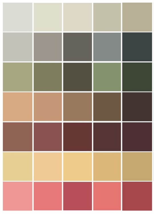 Example of a color palette by color type