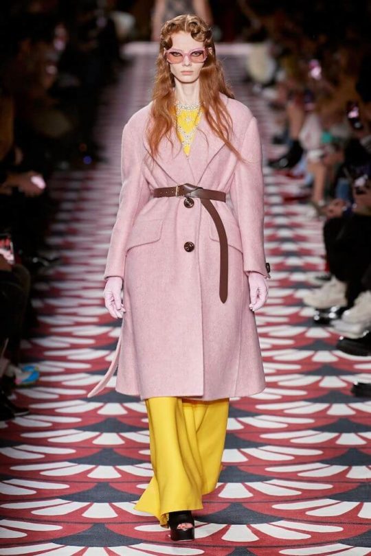 Miu Miu coat with belt at the fashion show