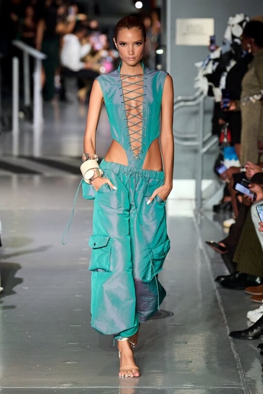 Cargo pants at the LaQuan Smith fashion show