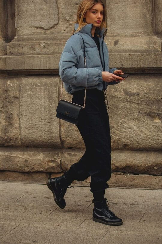 Joggers with boots - a winter look