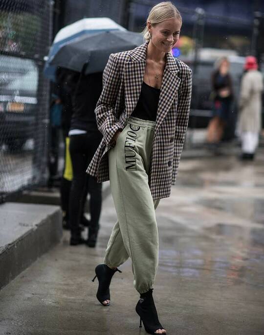 Joggers with checkered jacket