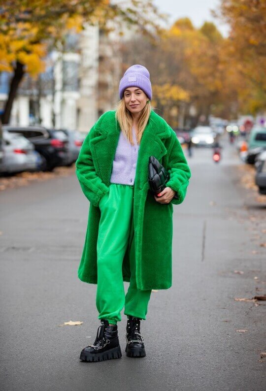 Joggers with a fur coat