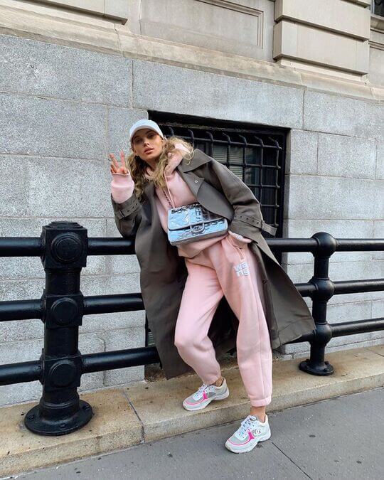 Joggers with trenchcoat