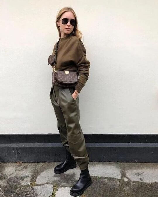 Olive cargo pants with boots