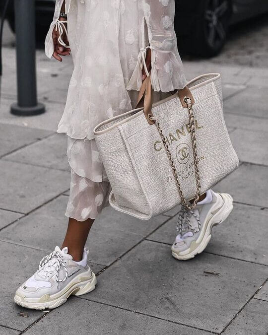 Chanel shopper with sneakers